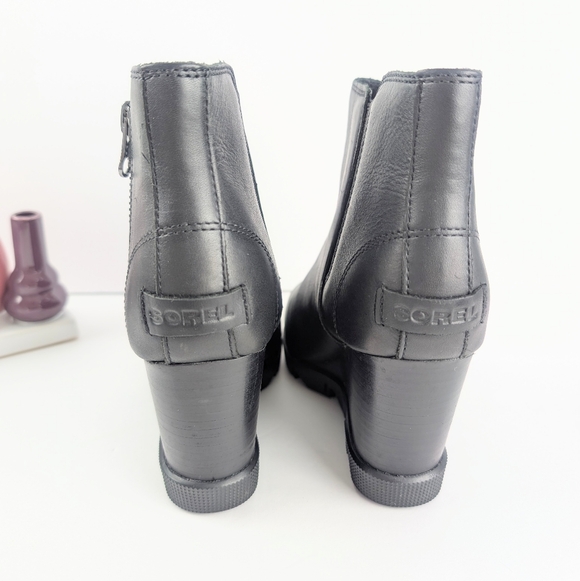 Sorel Joan Uptown Black Zip Wedge Boots (Size: 6) - Picture 4 of 7